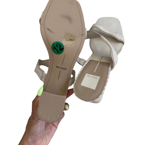 DOLCE VITA  Tan White Leather Double Strap Sandals Heels Size 12 NEW NWOB - Picture 8 of 9